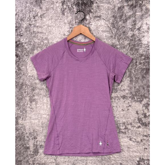 Smartwool Top XS Womens Purple Striped Merino Wool Short Sleeve - Picture 1 of 9